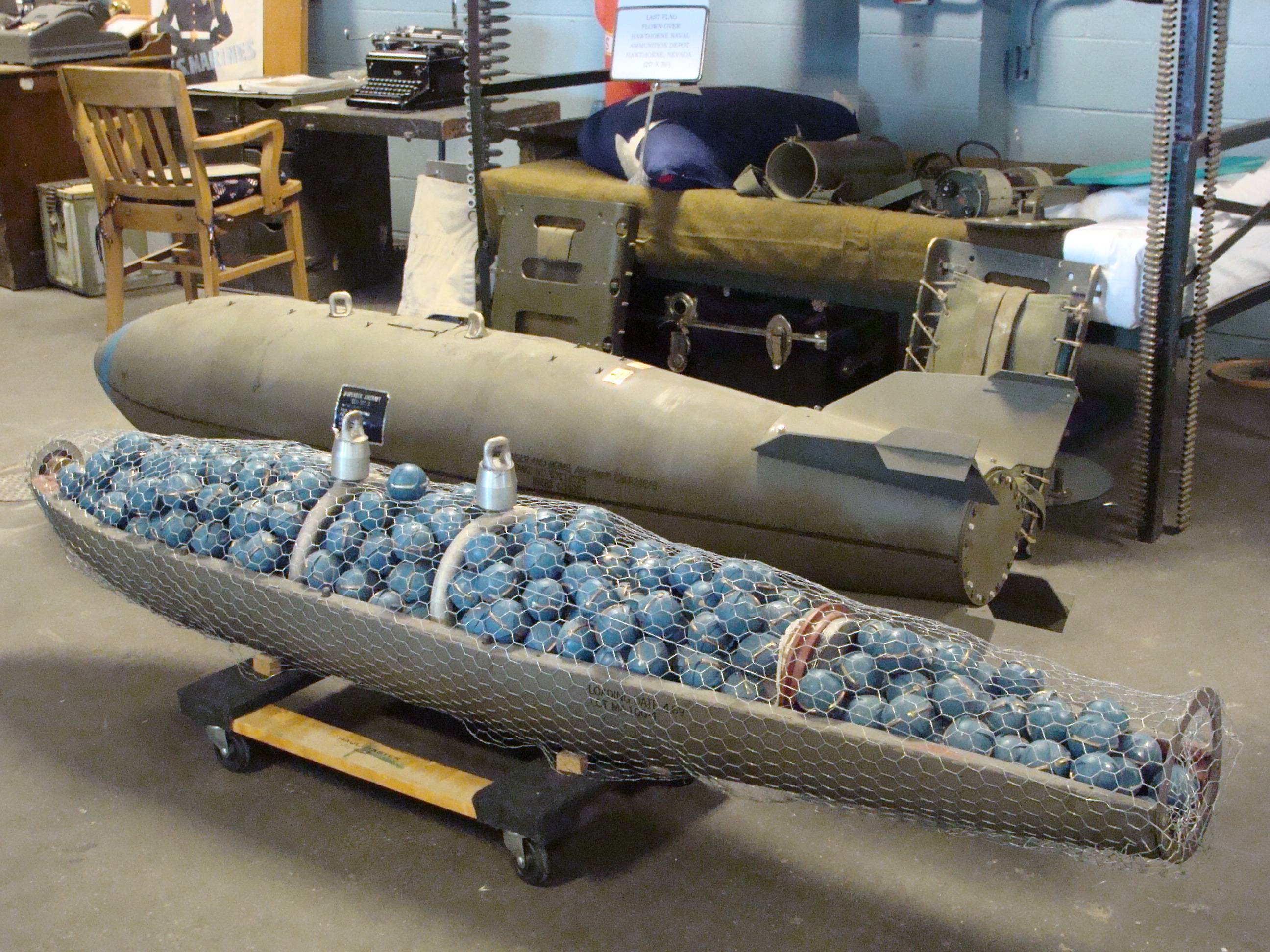 The inside of a cluster bomb