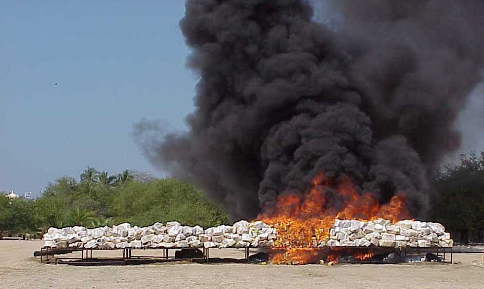 This is what burning 200,000,000 dollars of cocaine looks like