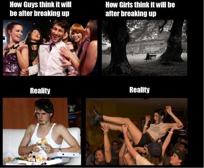 guys vs girl break up - How Guys think it will be after breaking up How Girls think it will be after breaking up Reality Reality