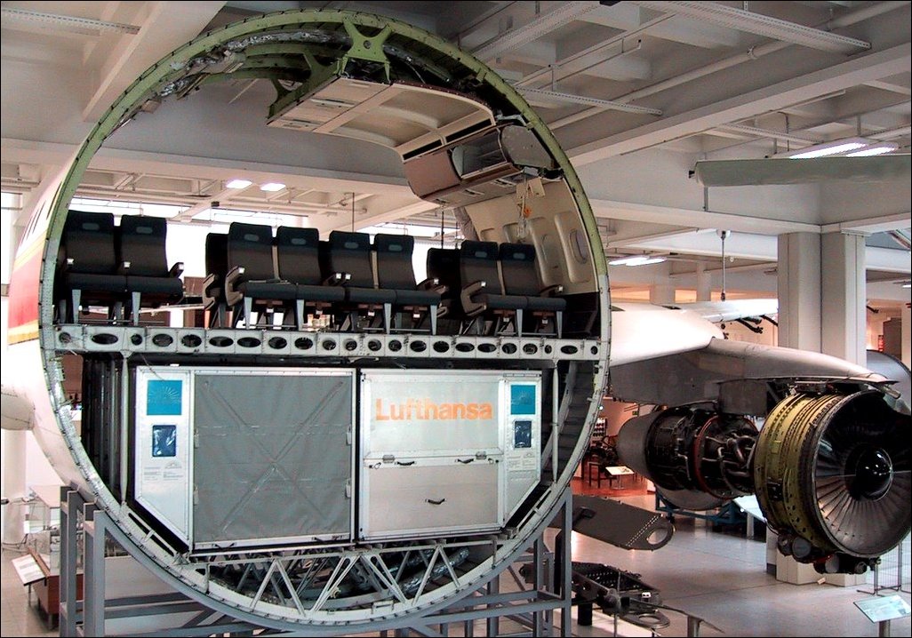 Cross section of a commercical airplane