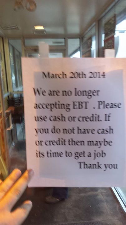 Some anti-food stamps groups are posting these at Wawa's in Philadelphia