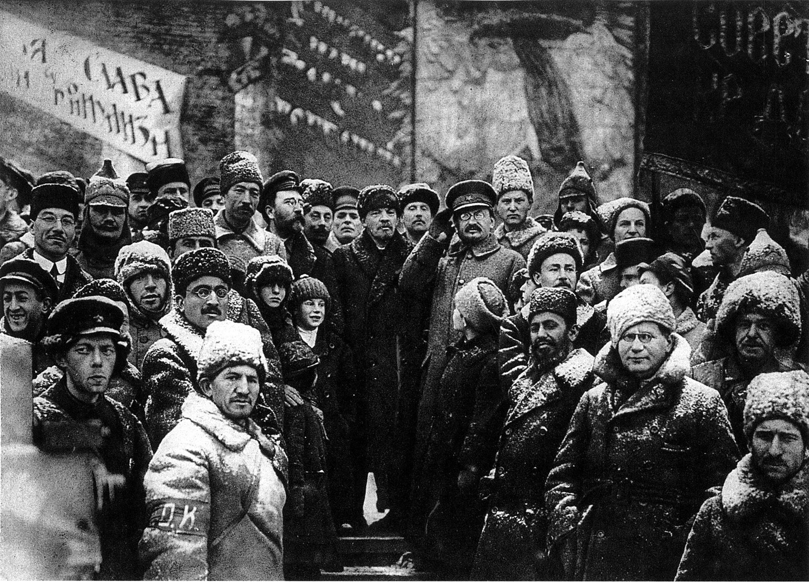 Vladimir Lenin and other Soviet leaders celebrating the second anniversary of the October Revolution in Red Square, Moscow, 1919