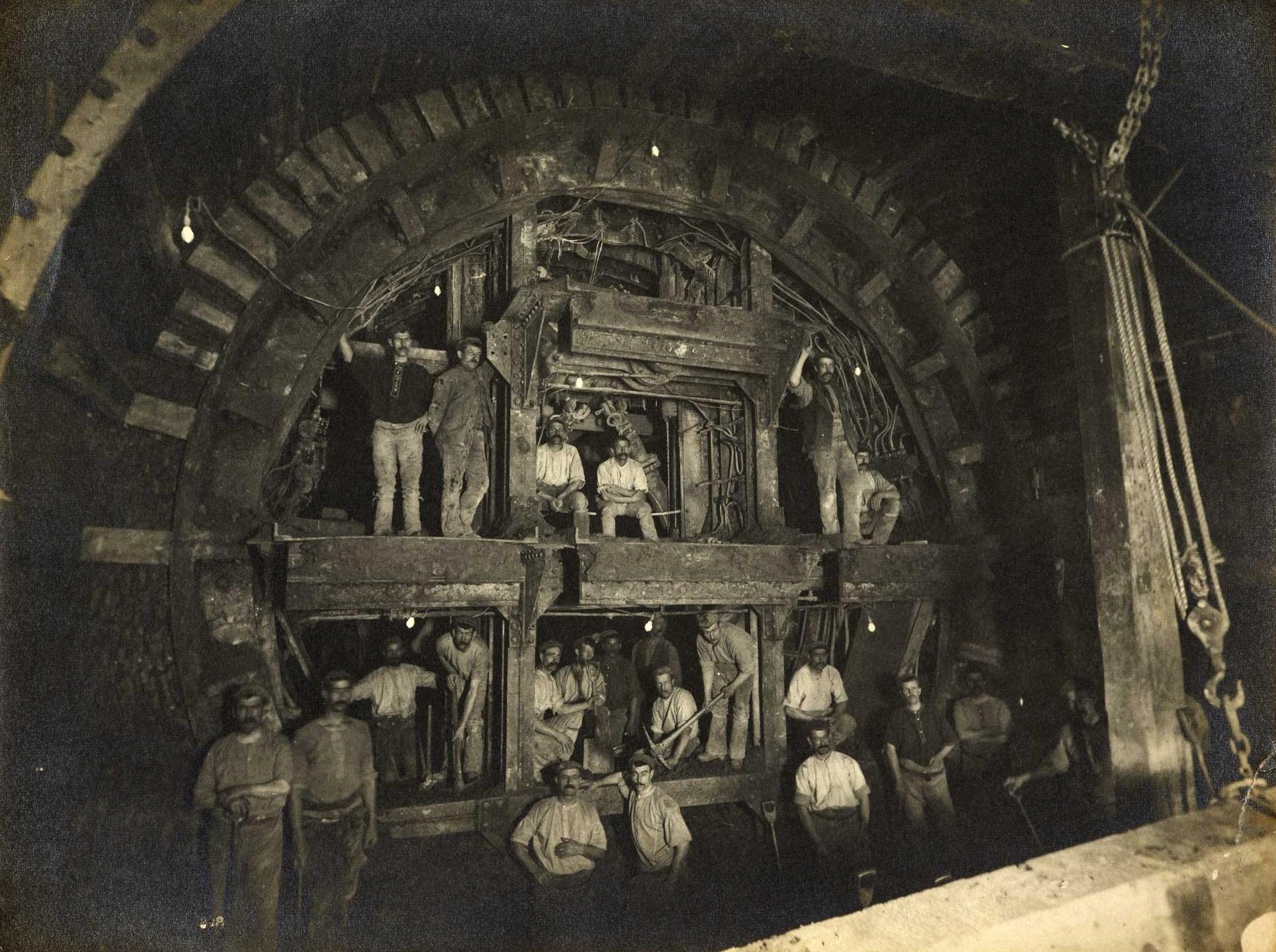 Men at work on the Central Line of the London Underground, 1898