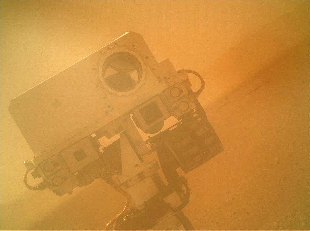 The US rover, Curiosity, takes a selfie on Mars. 2012