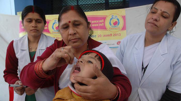 Nurses administer vaccines which have ultimately led to India being free from Polio for 3 years. 2014