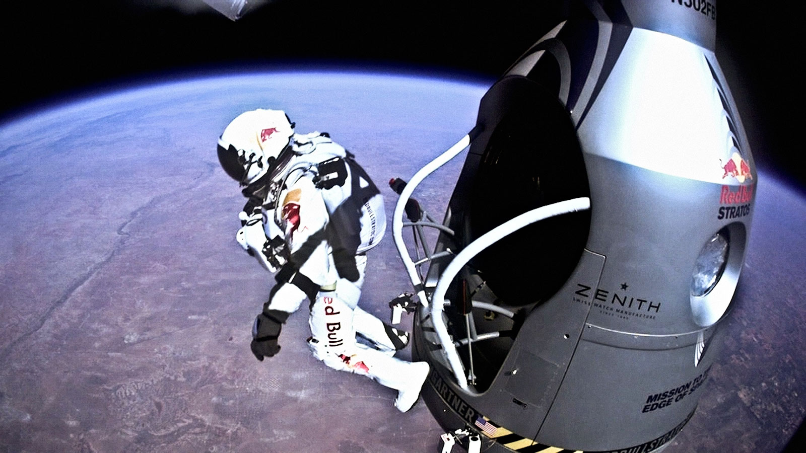 Felix Baumgartner freefalls 24 miles into the stratosphere. 2012