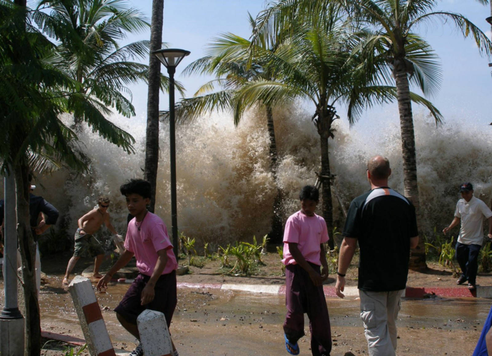 The first waves of the 2004 Indian Ocean Tsunami, which killed over 200,000 people, hit the shore.