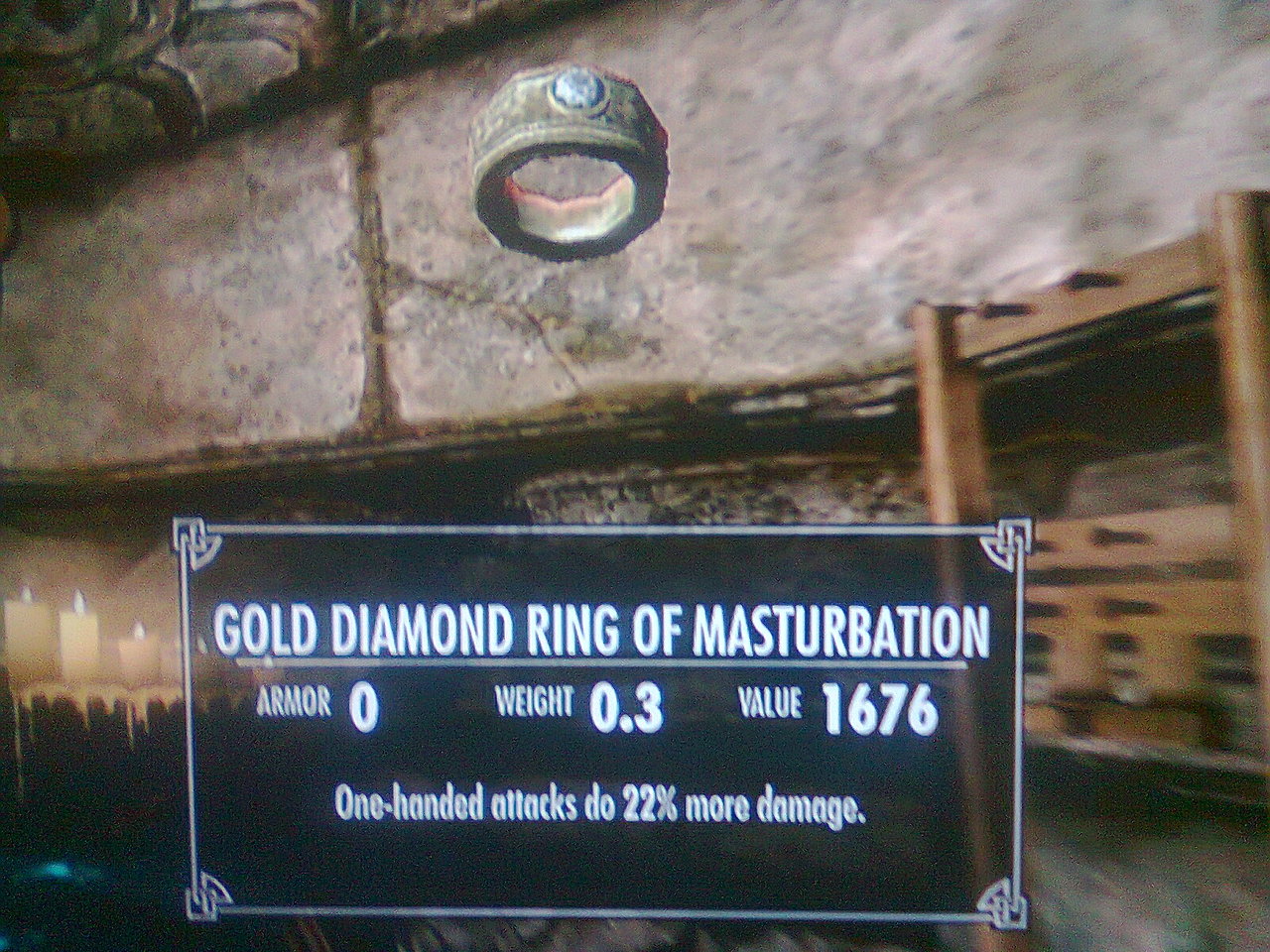 best armor in skyrim - Gold Diamond Ring Of Masturbation Armoro Weight 0.3 Value 1676 Onehanded attacks do 22% more damage.