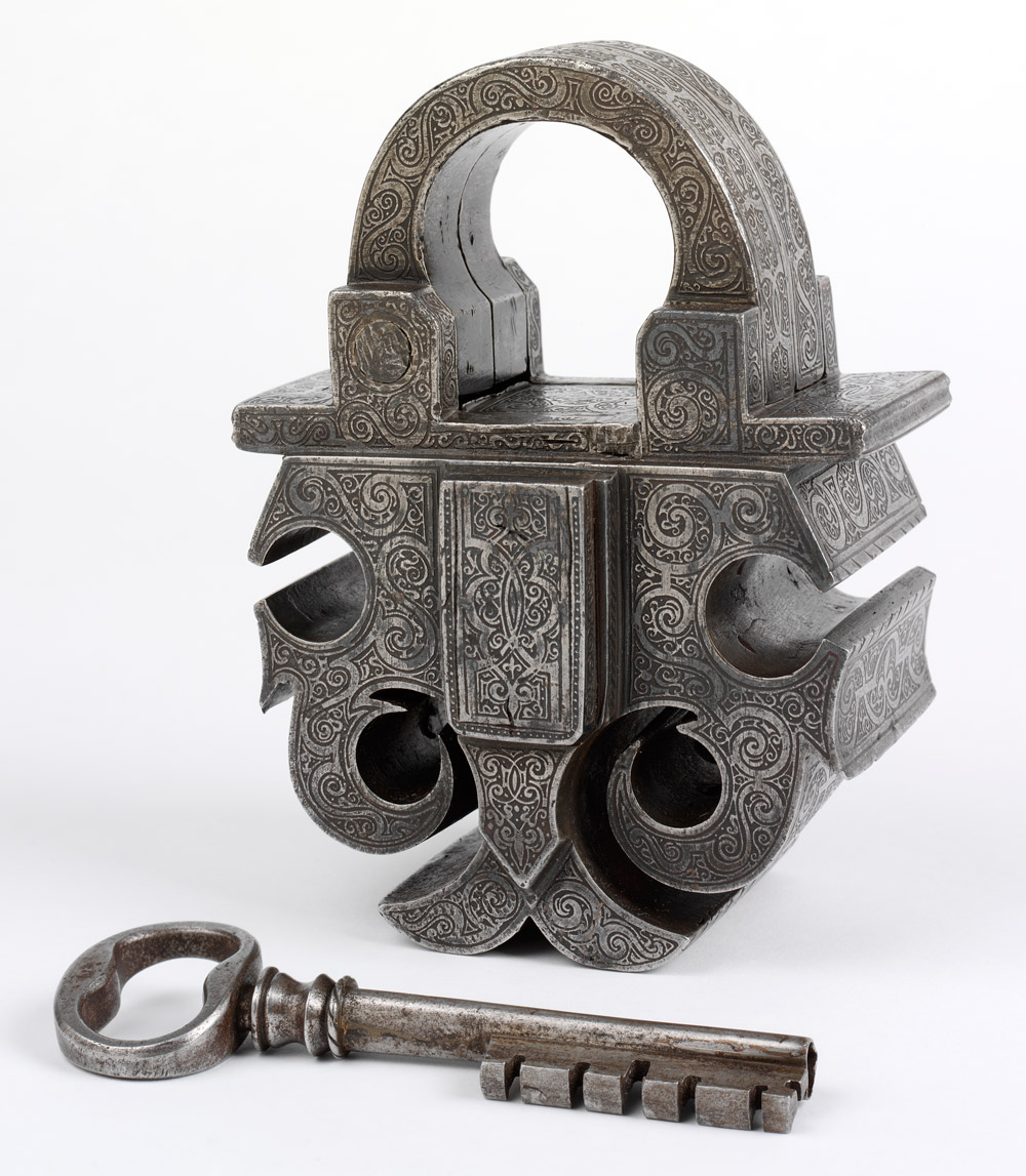 German padlock and key, about 400 years old
