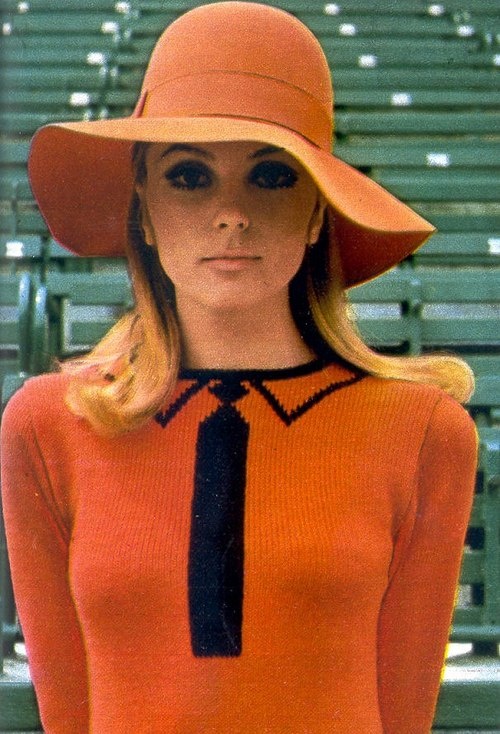 A woman in full knitwear, 1960s