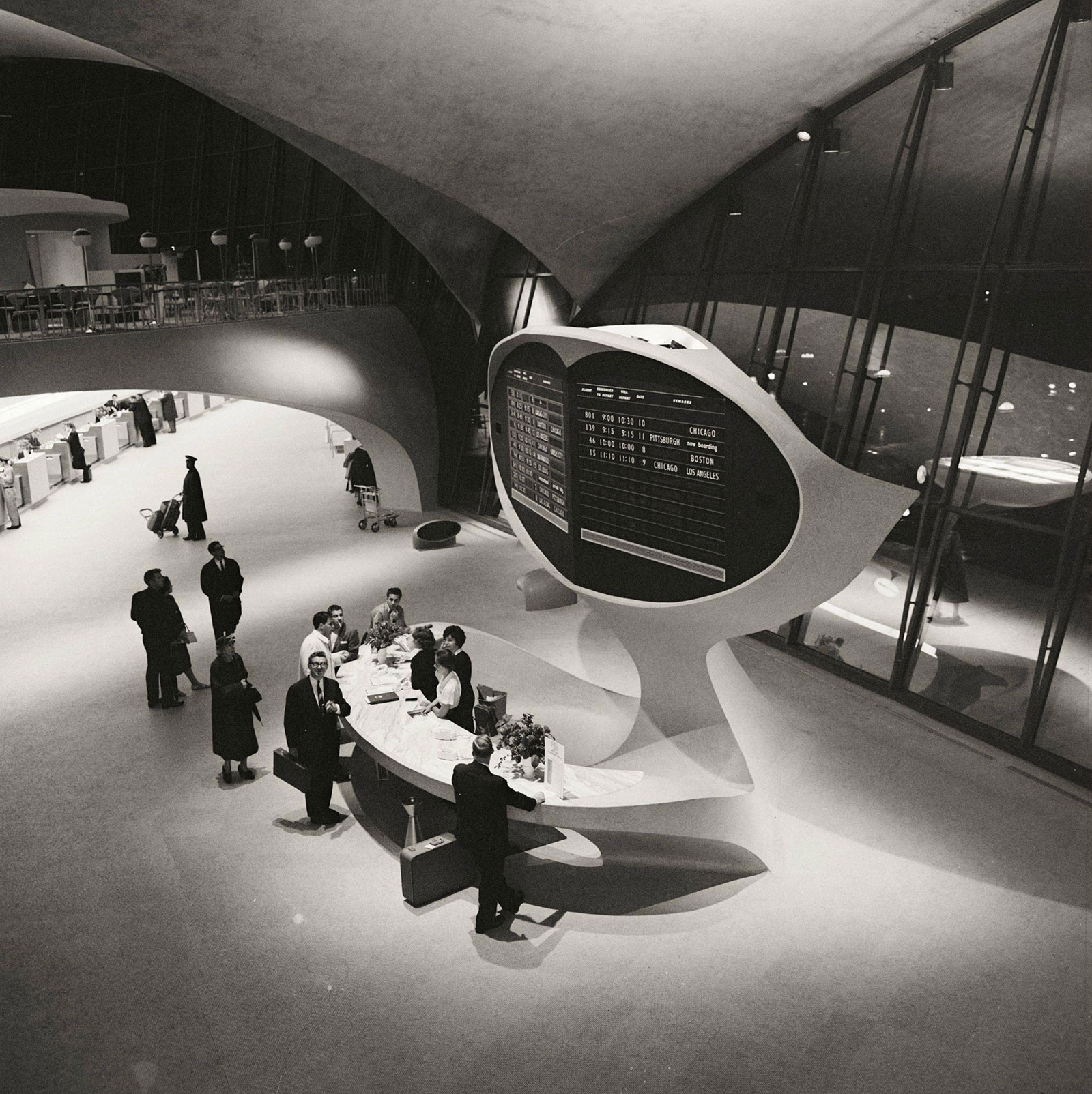 Information desk, Trans World Airlines Terminal, John F. Kennedy Airport, New York, 1956