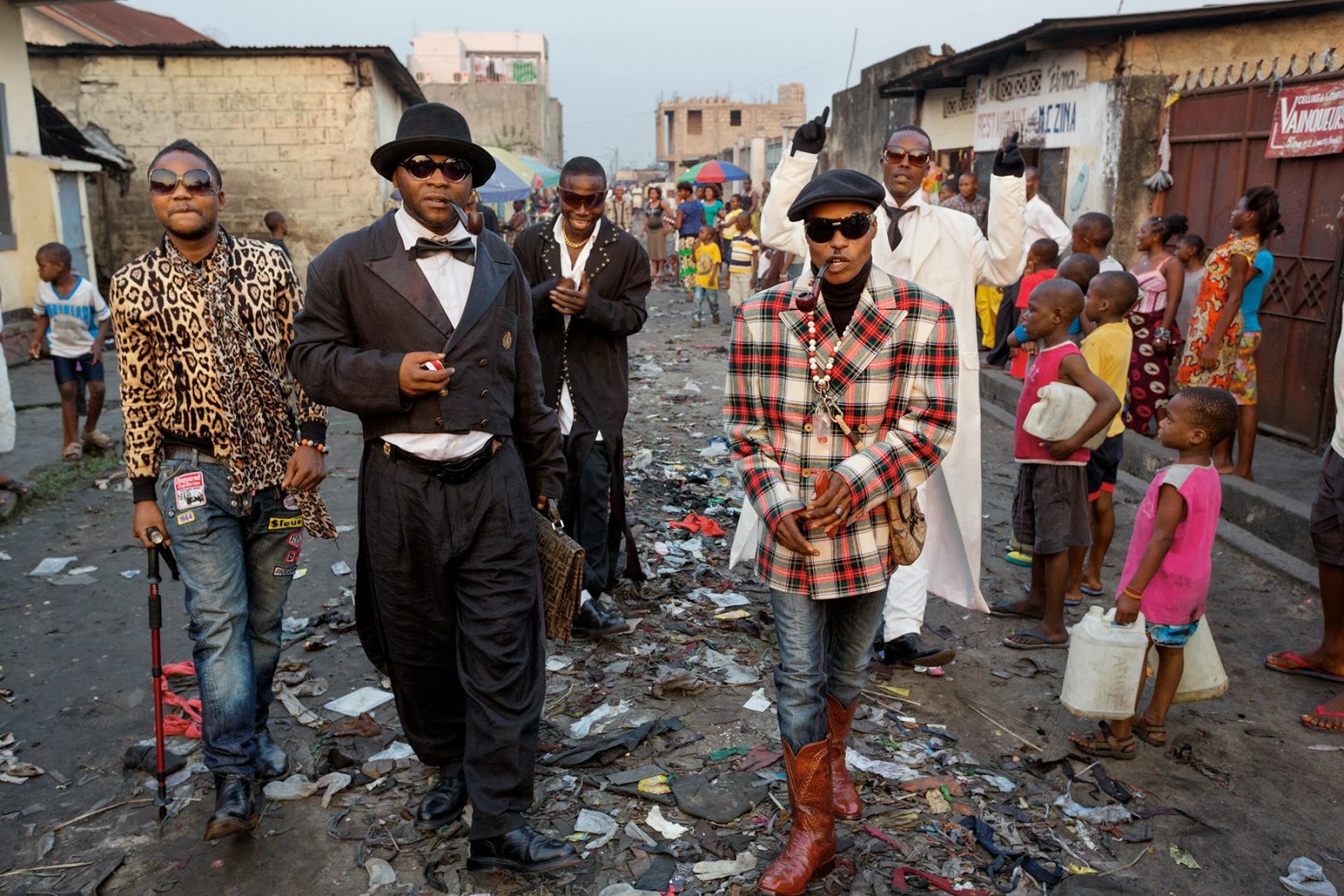 Natty dressers known as "sapeurs" in Kinshasa, Congo