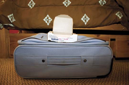 Put a dryer sheet at the bottom of a suitcase to keep your clothes smelling fresh.
