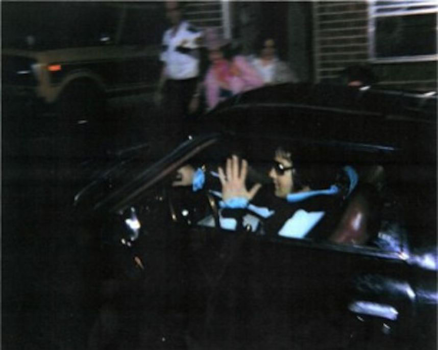 Elvis Presley-This is a snapshot of Elvis pulling into Graceland with girlfriend Ginger Alden August 16, 1977 after a visit with a dentist. The King had been suffering from health problems, but was set to start touring again, with a flight scheduled for that evening. Sadly, he never made it. He suffered a heart attack and passed away on the toilet at his home.