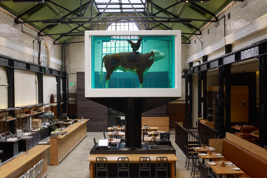 Damien Hirst-"Cock and Bull" Inside The Tramshed Restaurant In London
