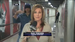 photobomb troll news reporters gif - Gail Fischer