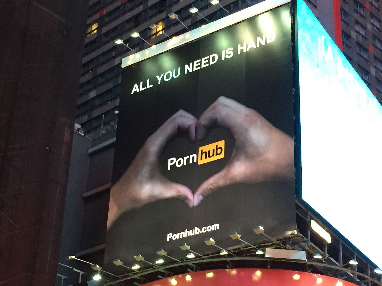 Pornhub billboard in Times Square NYC.