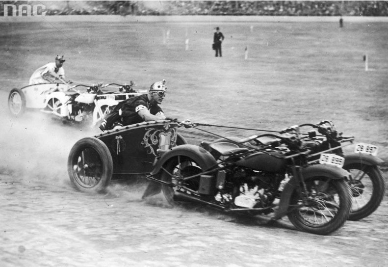 Badass motorcycle chariots  celebration of New South Wales police in Australia in 1936.