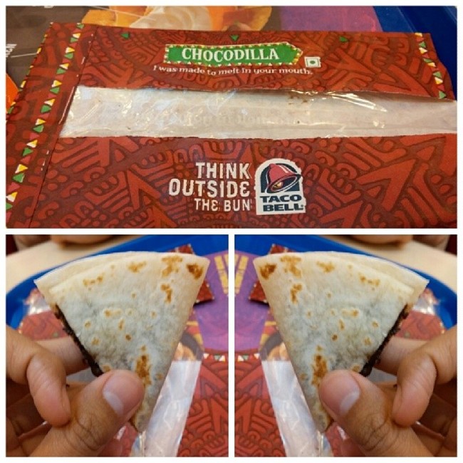 Chocolate quesadilla from Taco Bell in Spain.