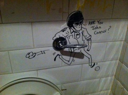 graffiti in bathroom - Are You John Connor