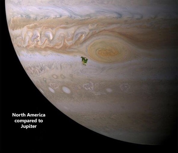 north america on jupiter - North America compared to Jupiter