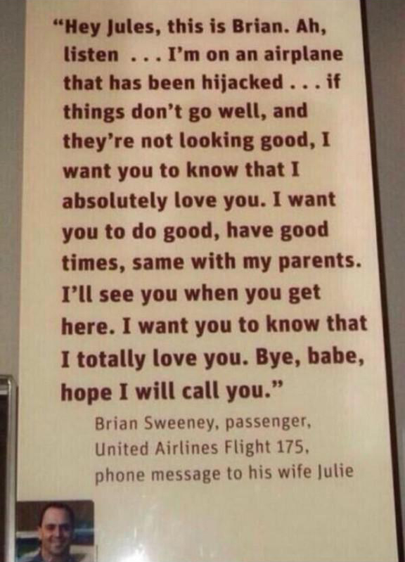 Phone message left by a passenger on flight 175