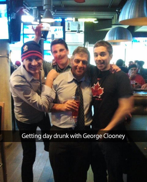 people taking pictures with celebrities - Getting day drunk with George Clooney