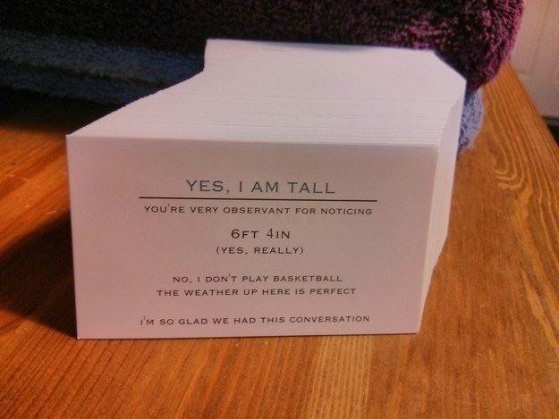 2 person business card - Yes, I Am Tall You'Re Very Observant For Noticing 6FT 4IN Yes, Really No, I Don'T Play Basketball The Weather Up Here Is Perfect I'M So Glad We Had This Conversation