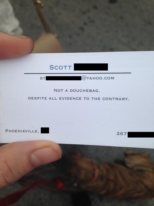 Business card - Scott St .Com Not A Douchebag, Despite All Evidence To The Contrary. Phoenixville 267