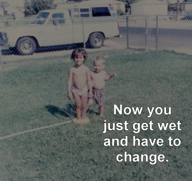 Running through the sprinkler.