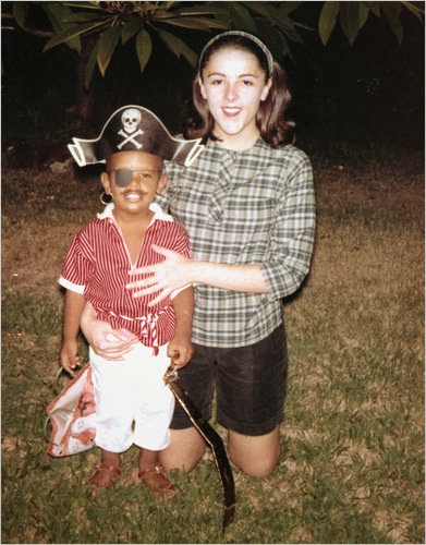 A childhood photo of Barack Obama with his late mother Ann Dunham in Hawaii, 1963.