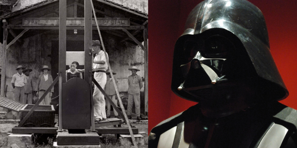 France was still executing people by guillotine when Star Wars came out- Star Wars premiered in theaters in May 1977. The last execution by guillotine took place September 10th of the same year.