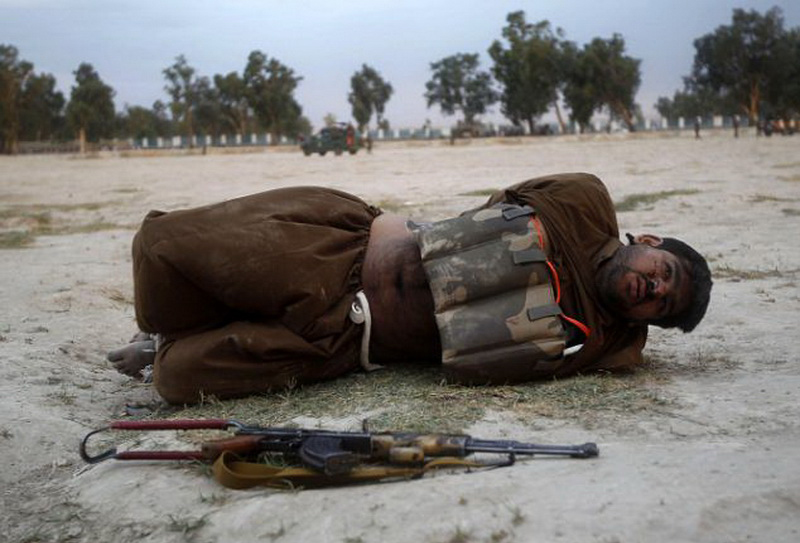 Would-be suicide bomber hog-tied before he managed to set off his bomb.