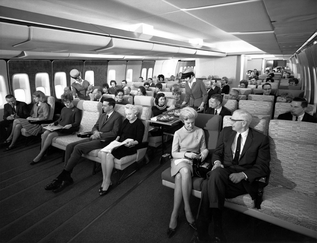 Economy Class Seating on a Pan Am 747 in the late 1960s.