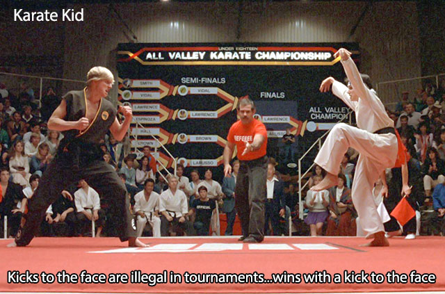 karate kid - Karate Kid All Valley Karate Championship SemiFinals Vorl O Finals 10 Lavrice All Valley Champion 710 Ron Kicks to the face are illegal in tournaments...wins with a kick to the face