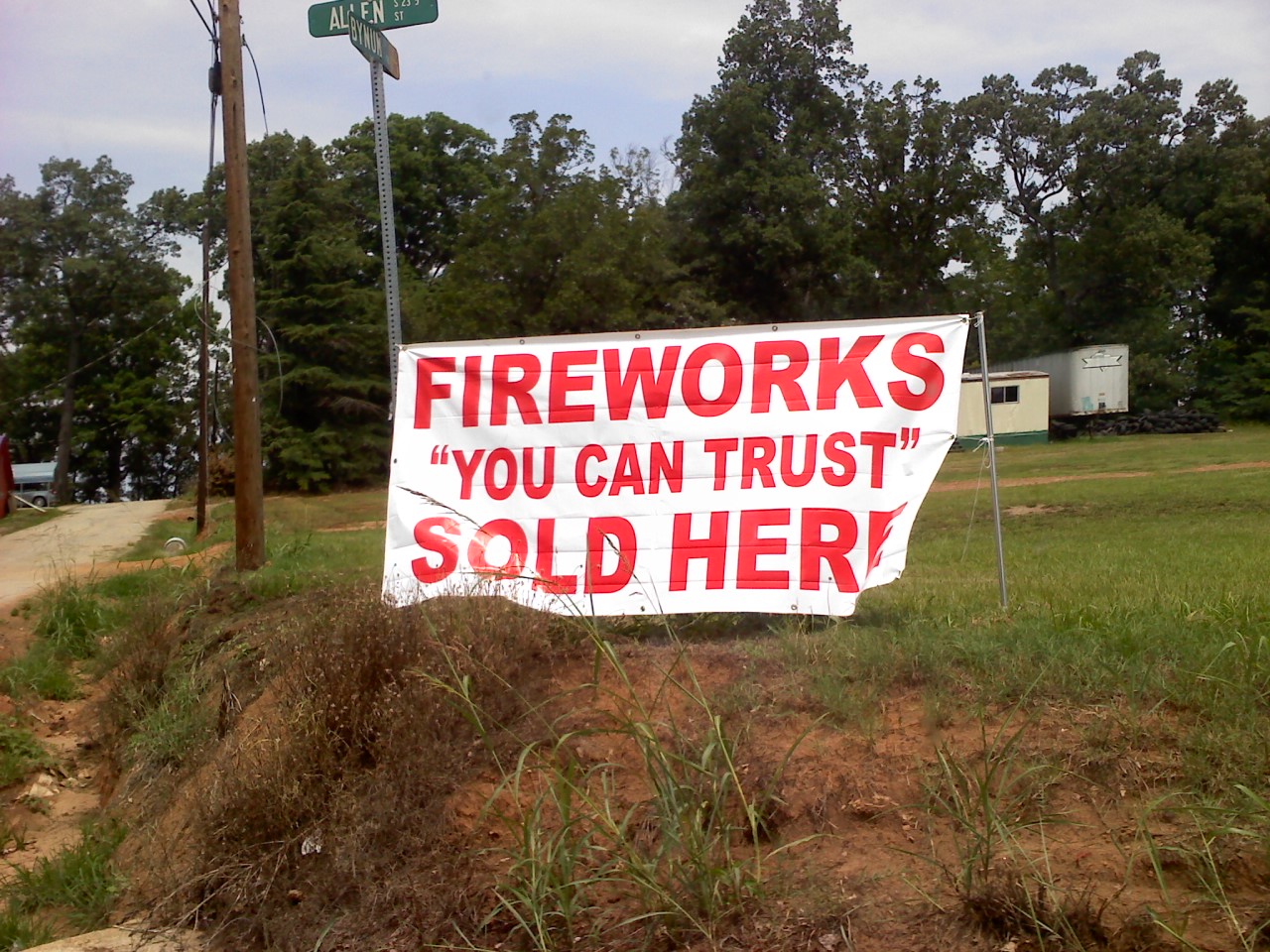 unnecessary quotations - Alkens Fireworks You Can Trust" Sold Her
