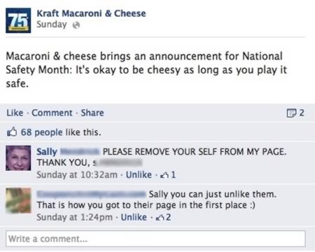 grandparents on facebook - 75 Kraft Macaroni & Cheese Sunday Macaroni & cheese brings an announcement for National Safety Month It's okay to be cheesy as long as you play it safe. Comment P2 68 people this. Sally Please Remove Your Self From My Page. Than