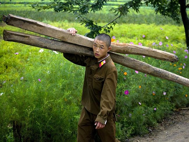 North Korea's military is not very organized, and soldiers are often found doing menial labor.