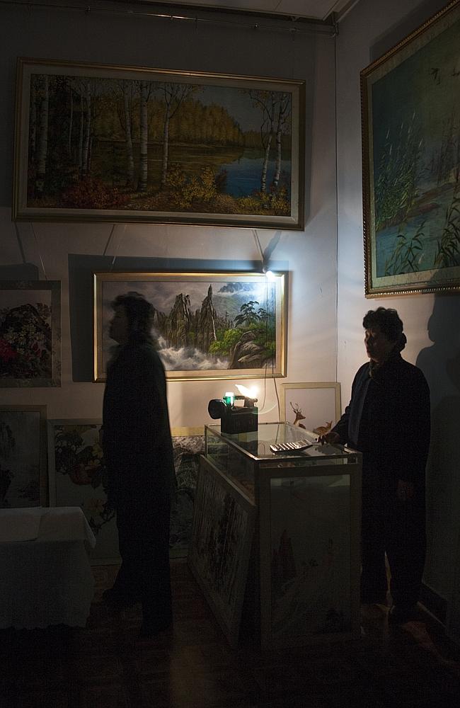 Power outages are common. When they happen, such as in this art gallery, officials blame the American embargo.
