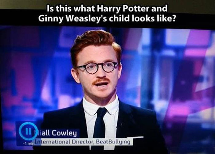 meme - if harry potter and ron weasley had - Is this what Harry Potter and Ginny Weasley's child looks ? Iliall Cowley 1 mio International Director, BeatBullying