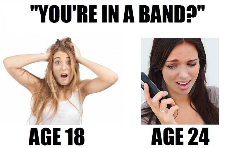 girls age meme - "You'Re In A Band?" Age 18 Age 24