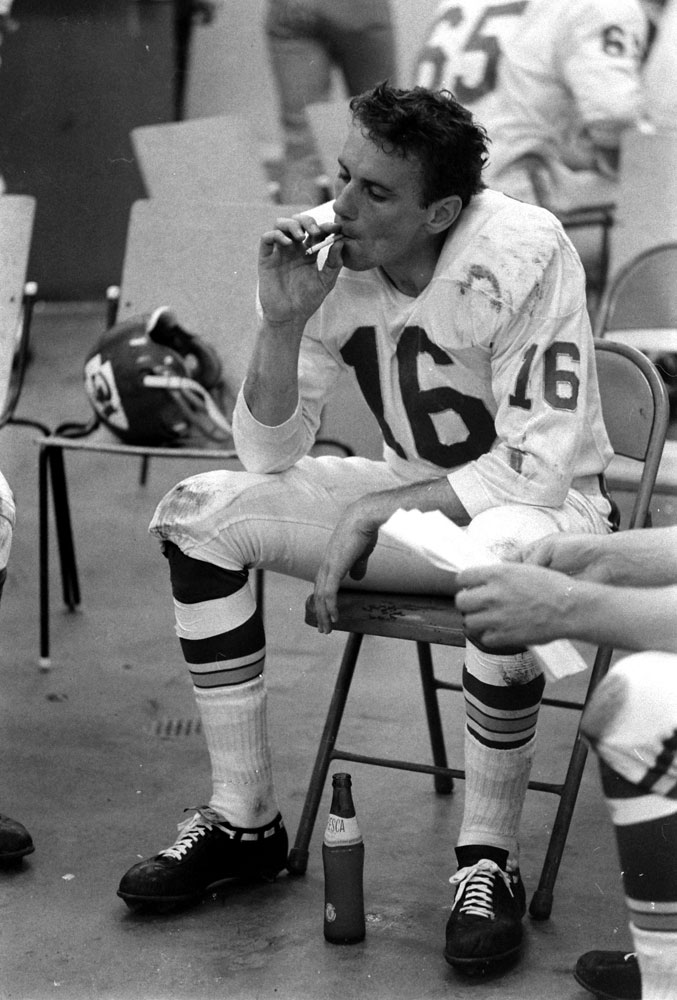 Halftime at the very first Super Bowl. Pictured: Len Dawson, Kansas City Chiefs QB 1967.