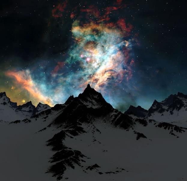 Nebula over a Mountain scape