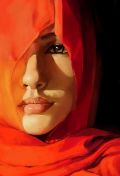 art painting of a muslim woman