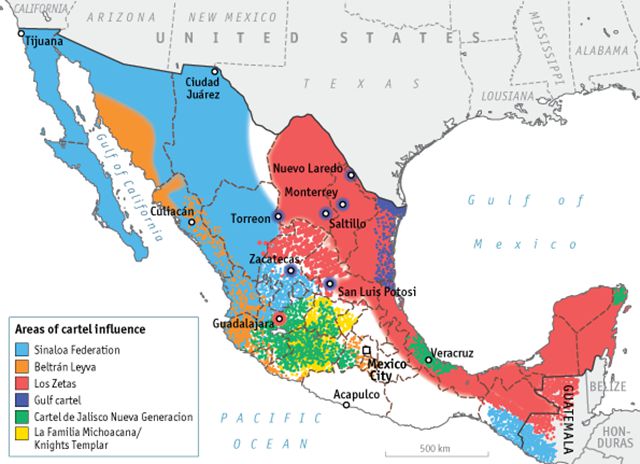 Territorial Divisions Between Mexicos Various Drug Cartels