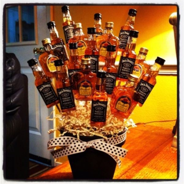 Did you blackout and sleep with your room mates ex girlfriend? Apologize with a DIY bouquet of whiskey.