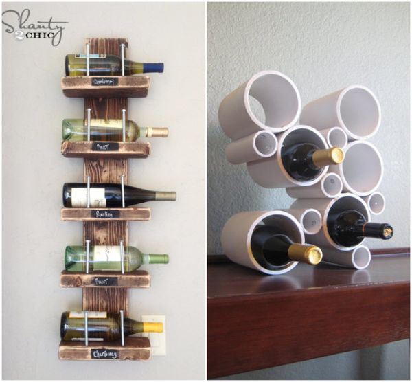 Homemade wine racks.