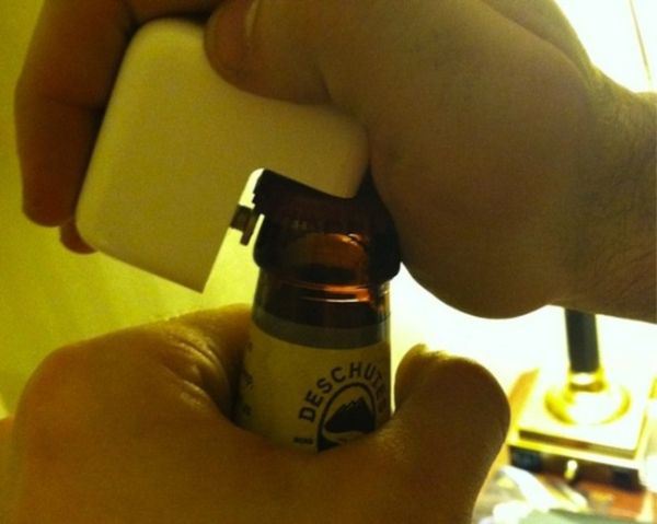 Take the plug end off of a macbook charger and use it as a bottle opener.