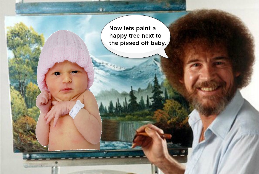 Now let's paint a happy tree next to the pissed off baby.