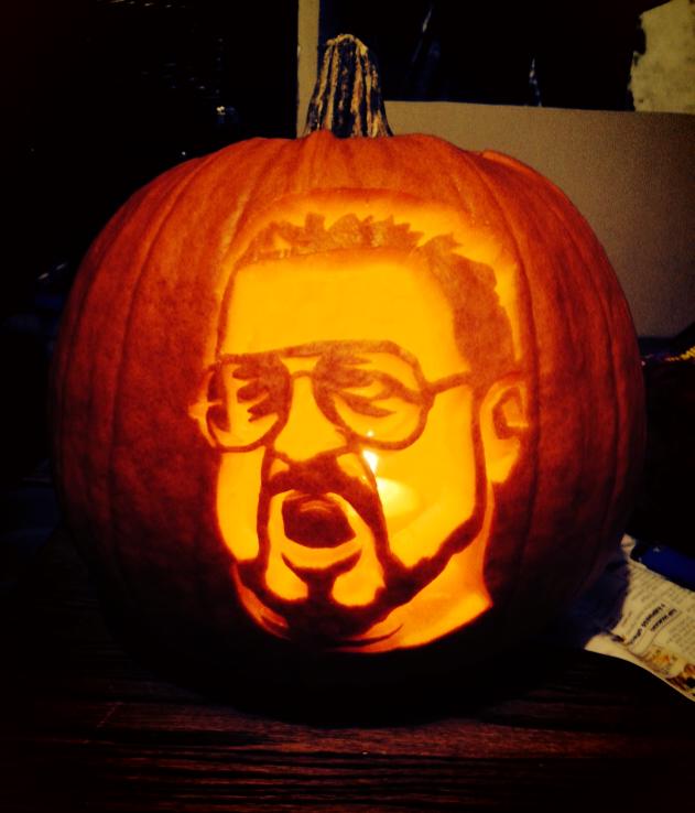 Walter from 'The Big Lebowski' carved into a pumpkin. It really tied the front porch together.